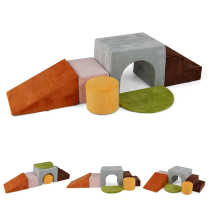 Foam Climbing Blocks Set with Slide and Tunnel
