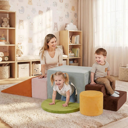 Foam Climbing Blocks Set with Slide and Tunnel