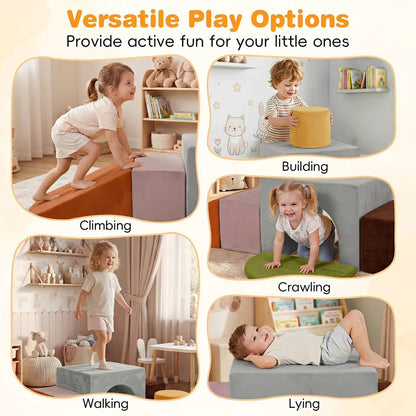 Foam Climbing Blocks Set with Slide and Tunnel