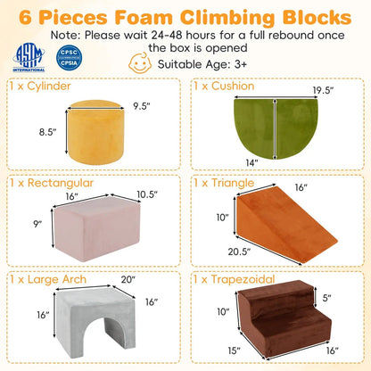 Foam Climbing Blocks Set with Slide and Tunnel