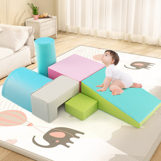6 Pieces Foam Climbing Blocks Indoor Climb and Crawl Activity Playset with Rectangles - Tampa Home & Garden Store