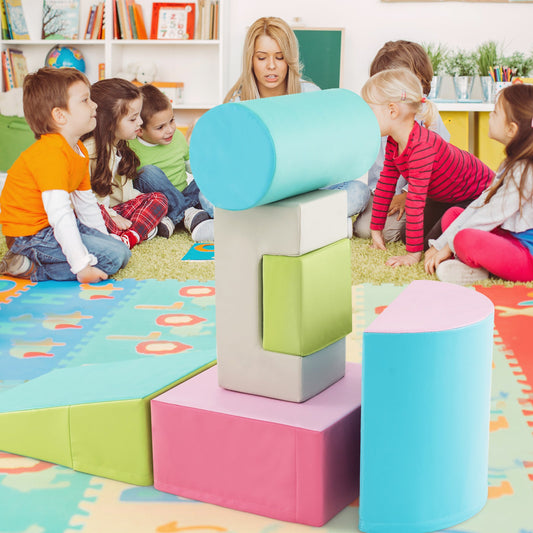 6 Pieces Foam Climbing Blocks Indoor Climb and Crawl Activity Playset with Rectangles - Tampa Home & Garden Store