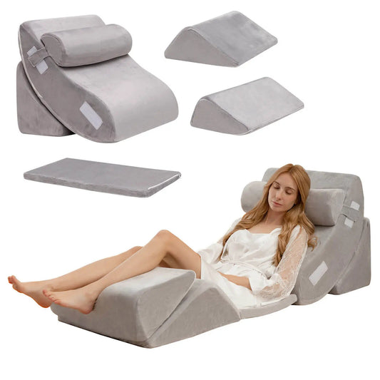 Orthopedic bed wedge pillow set gray six-piece back and neck support DirectDeals on Tampa Home & Garden Store
