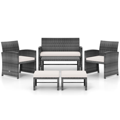 6-piece PE rattan outdoor patio set by DirectDeals in dark gray with beige cushions on Tampa Home & Garden Store
