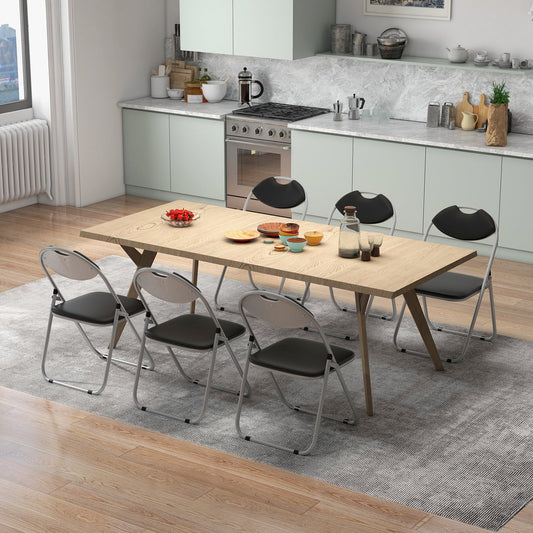 6 Pieces U-Shape Folding Chairs with Hollow Handle - Tampa Home & Garden Store