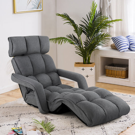 6-Position Adjustable Floor Chair with Adjustable Armrests and Footrest - Tampa Home & Garden Store