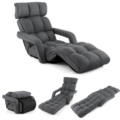 6-Position Adjustable Floor Chair with Adjustable Armrests and Footrest