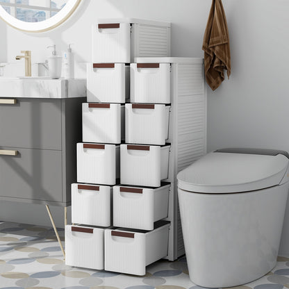 Mueble organizador con ruedas de 3/4/5/6 cajones, armario de almacenamiento estrecho con ruedas integradas para espacios pequeños, 6 cajones