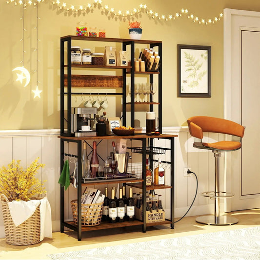 6-Tier Bakers Rack with Power Outlet Shelves
