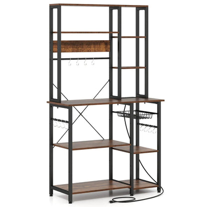 6-Tier Bakers Rack with Power Outlet Shelves