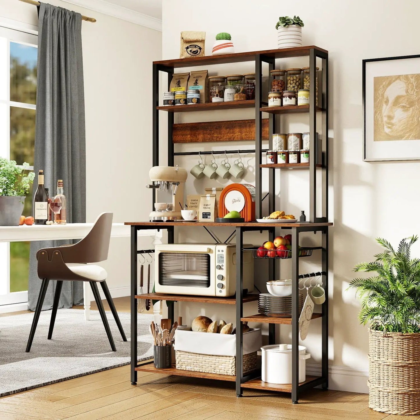 6-Tier Bakers Rack with Power Outlet Shelves