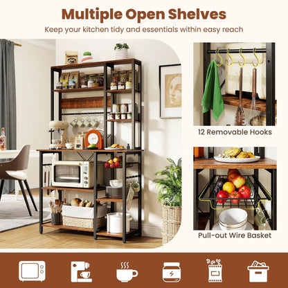6-Tier Bakers Rack with Power Outlet Shelves