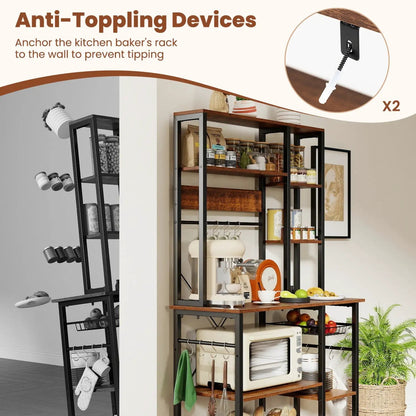 6-Tier Bakers Rack with Power Outlet Shelves