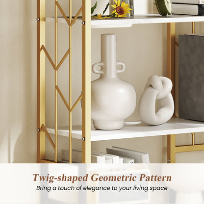 6-Tier Bookshelf Modern Geometric Bookcase with Heavy-duty Metal Frame and Anti-tipping Kits
