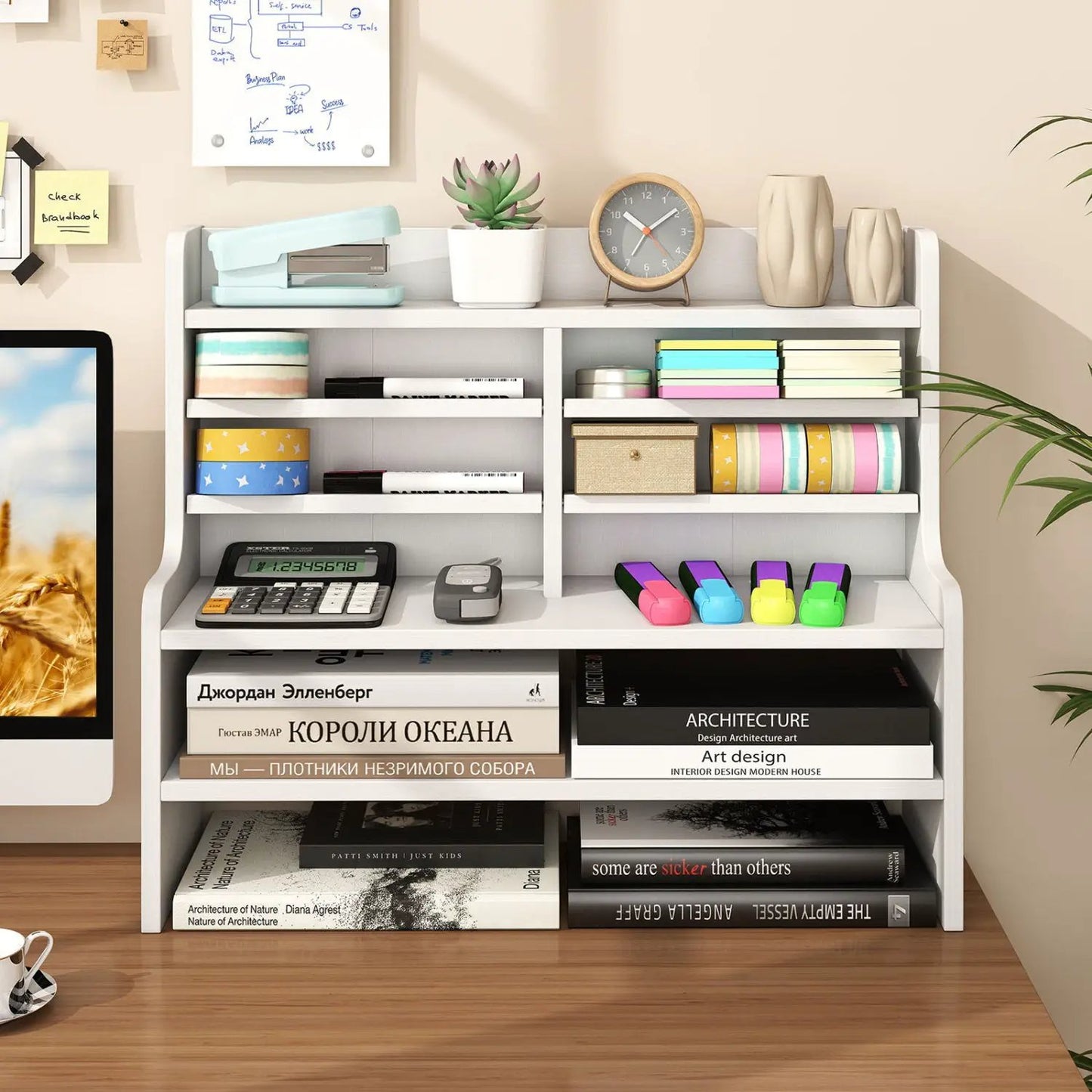 6-Tier Storage Rack with Removable Shelves White