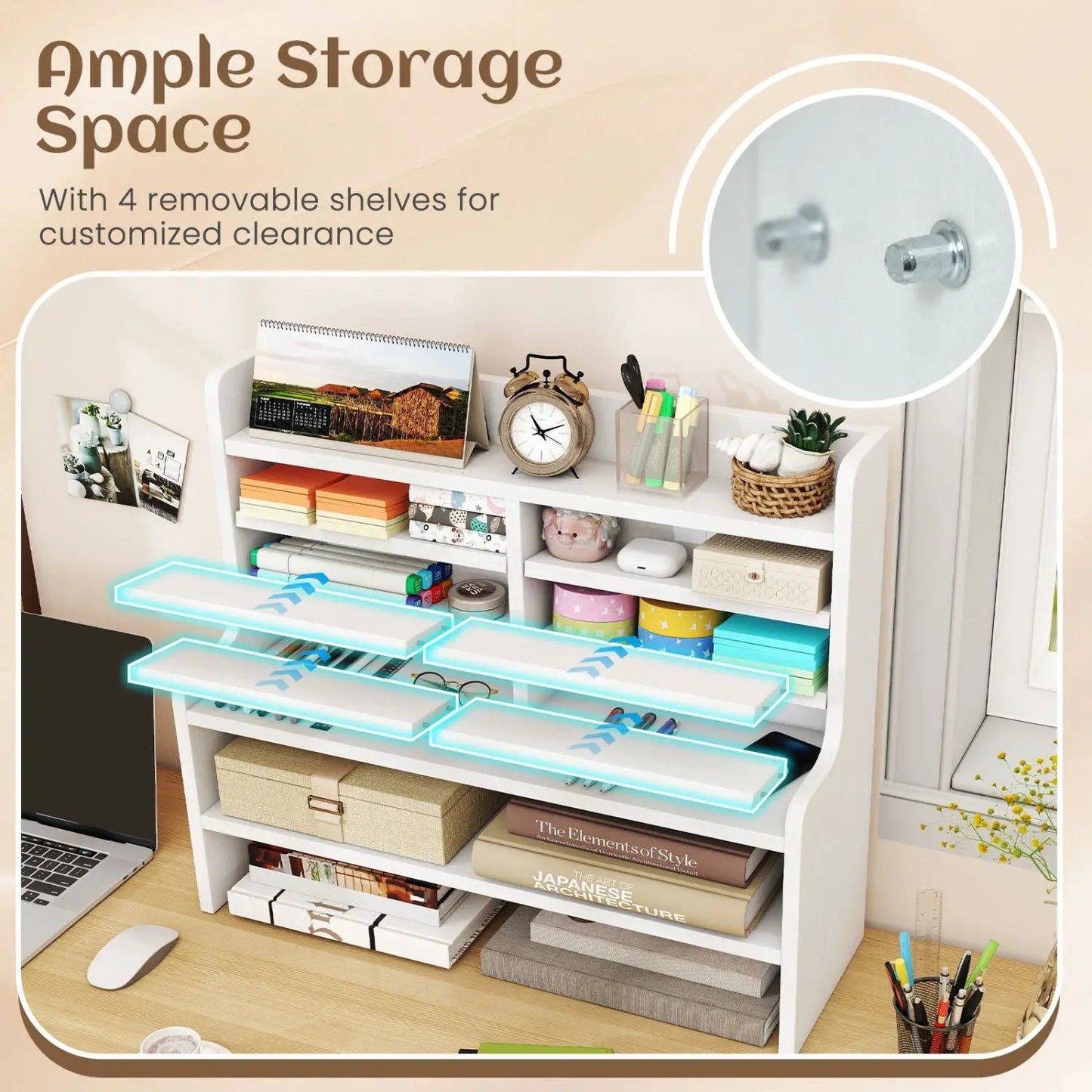 6-Tier Storage Rack with Removable Shelves White