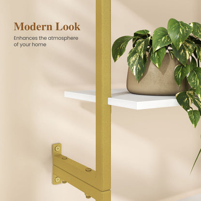 6-Tier ladder bookshelf with gold metal frame and white shelves DirectDeals on Tampa Home & Garden Store
