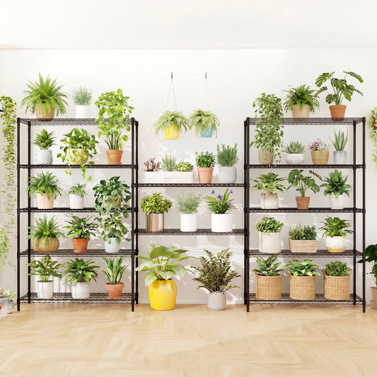 6-Tier Metal Storage Shelving Unit Set of 2 Adjustable Utility Shelf with V-Shaped Wire Rack-Black - Tampa Home & Garden Store