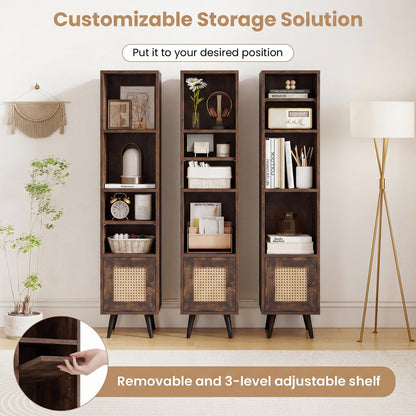 6-Tier Tall Narrow Bookcase 54 Inches Slim Storage Cabinet
