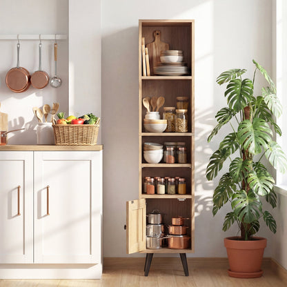 6-Tier Tall Narrow Bookcase 54 Inches Slim Storage Cabinet