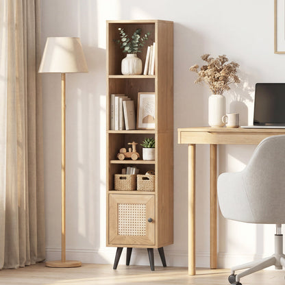 6-Tier Tall Narrow Bookcase 54 Inches Slim Storage Cabinet