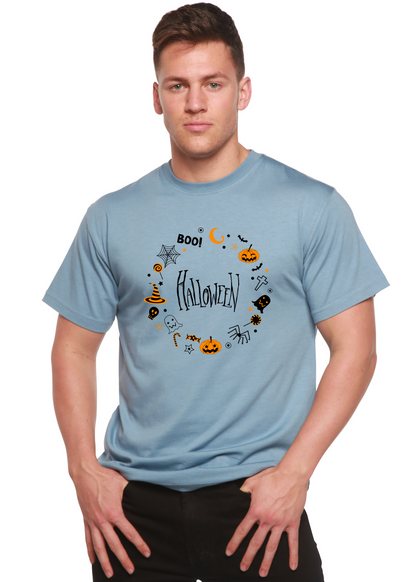 Bool Halloween Men's Bamboo Cotton Short Sleeve Graphic Tee, light blue, Spun Bamboo on Tampa Home & Garden Store
