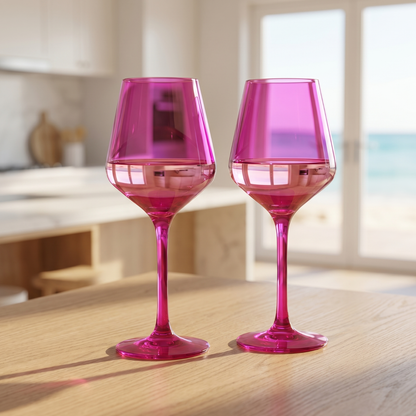 Valencia Pink Acrylic Wine Glasses Set of 2