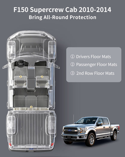 Umbrauto all-weather TPE floor mats for Ford F-150 SuperCrew 2010-2014 front & rear non-slip on Tampa Home & Garden Store