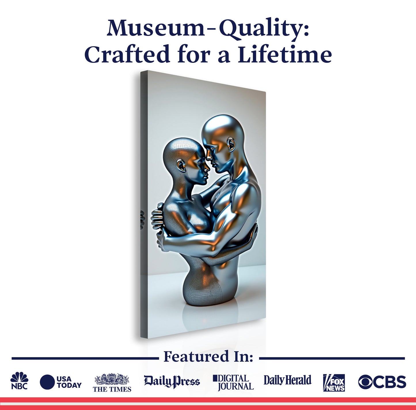 Canvas Eternal Love Figure Wall Art II by Tailored Canvases, metallic blue-silver embrace on Tampa Home & Garden Store