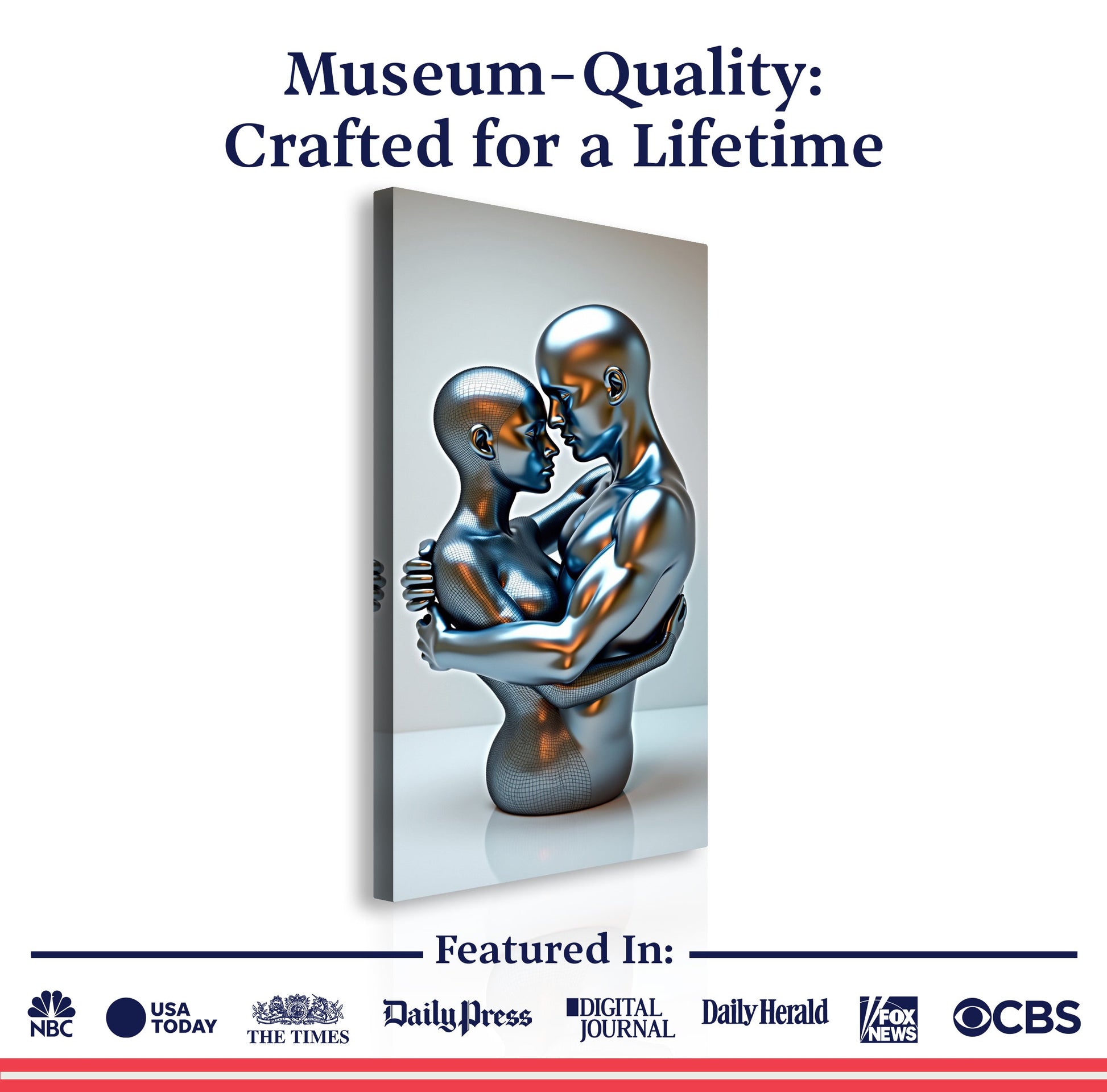 Canvas Eternal Love Figure Wall Art II by Tailored Canvases, metallic blue-silver embrace on Tampa Home & Garden Store