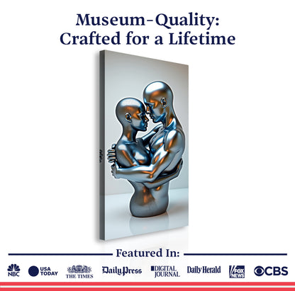Canvas Eternal Love Figure Wall Art II by Tailored Canvases, metallic blue-silver embrace on Tampa Home & Garden Store