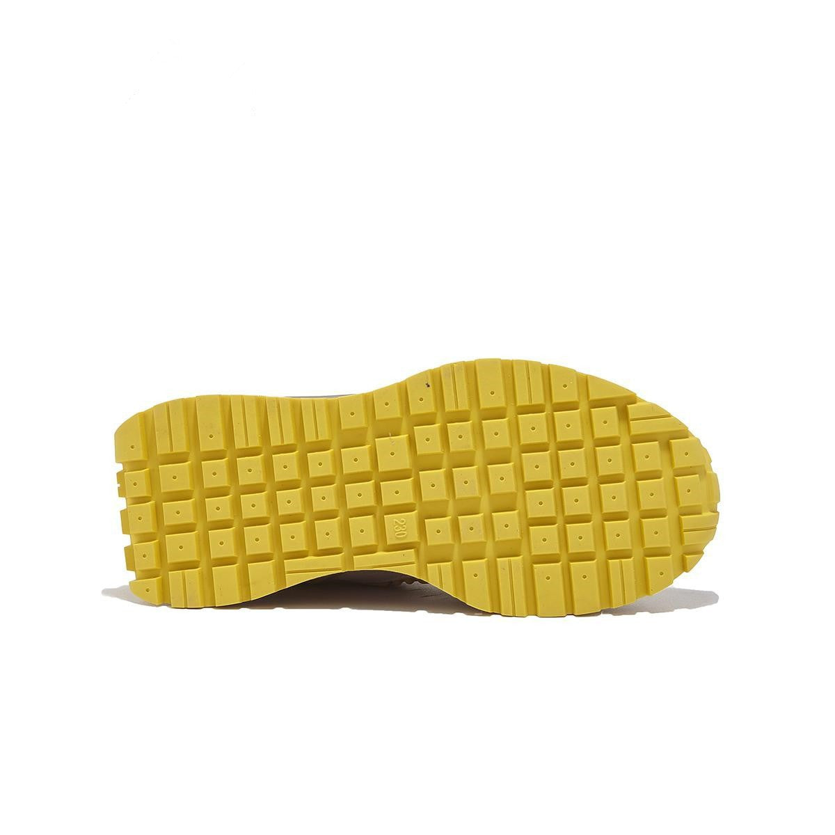 Stevvex sneakers yellow thick bottom outsole with square grid tread bottom view on Tampa Home & Garden Store