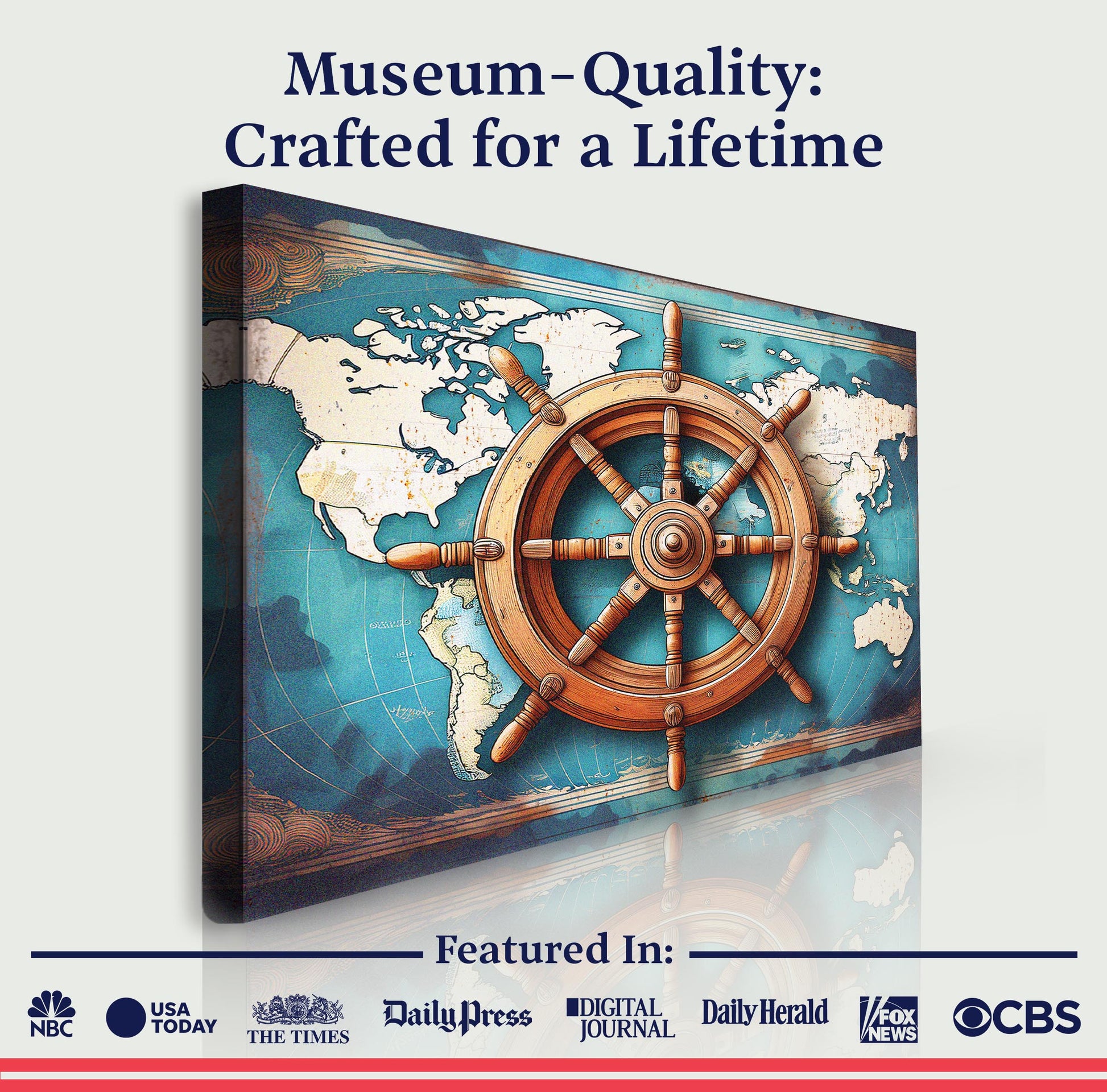 Sailboat Ship Wheel Coastal Canvas wall art, nautical map background, Tailored Canvases on Tampa Home & Garden Store