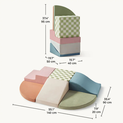 Tiny Land PlayNest Climbing Blocks Morandi with pastel blocks and curved foam mats on Tampa Home & Garden Store