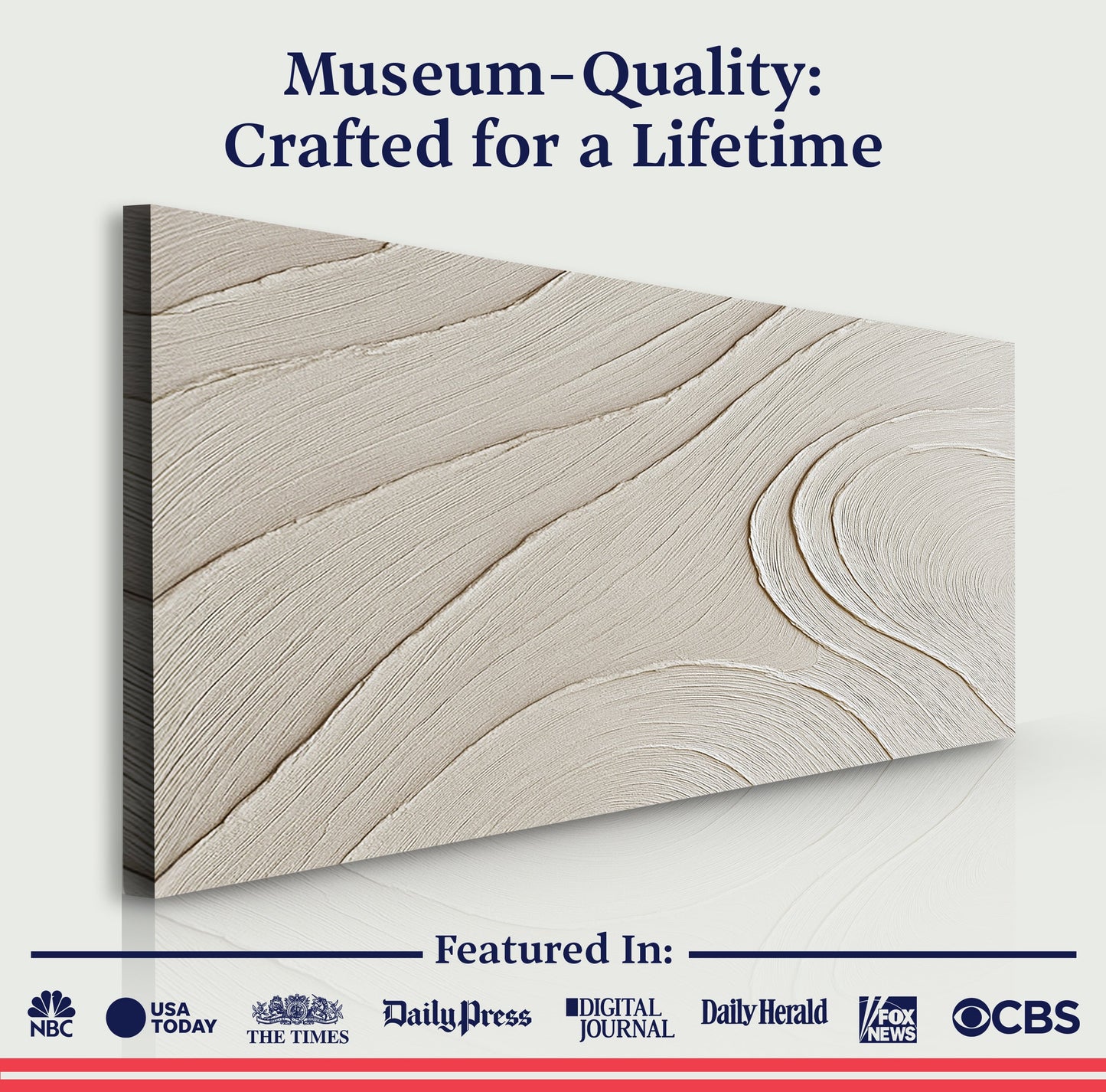 Minimalist Wall Art canvas with beige wood-grain texture by Tailored Canvases on Tampa Home & Garden Store