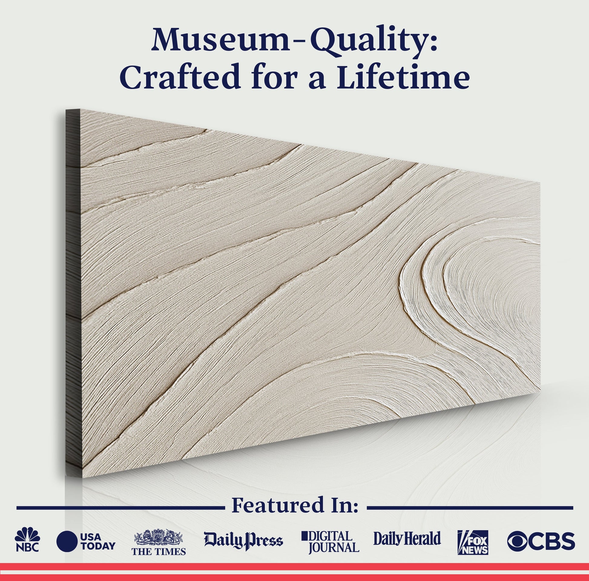 Minimalist Wall Art canvas with beige wood-grain texture by Tailored Canvases on Tampa Home & Garden Store