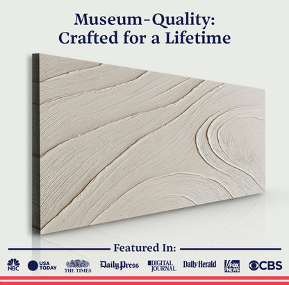 Minimalist Wall Art canvas with beige wood-grain texture by Tailored Canvases on Tampa Home & Garden Store