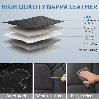 Umbrauto Dodge RAM car seat covers, black Nappa leather full set; perforated leather with sponge on Tampa Home & Garden Store