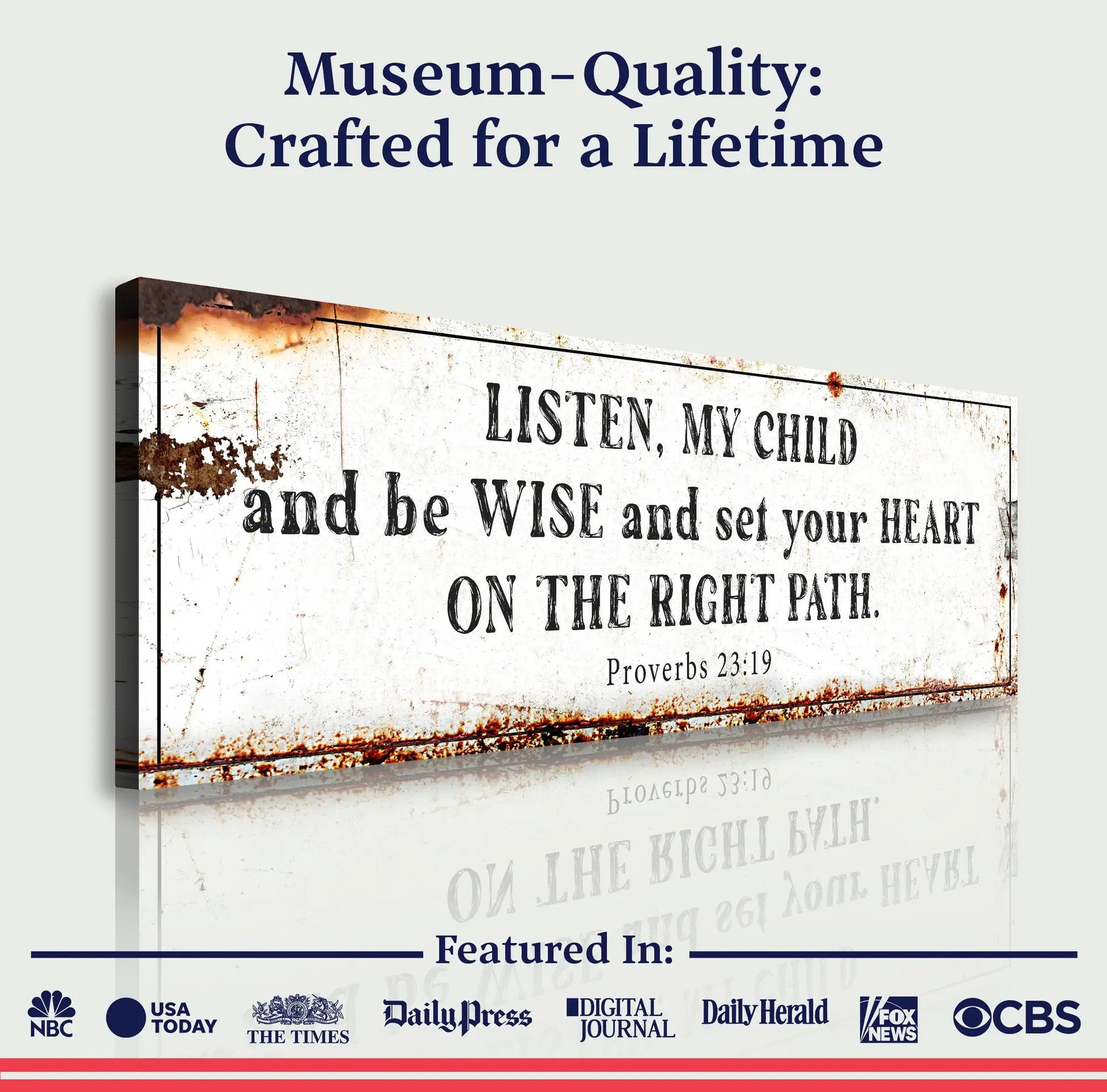 Canvas faith sign Be Wise and Set Your Heart on The Right Path by Tailored Canvases, white on Tampa Home & Garden Store