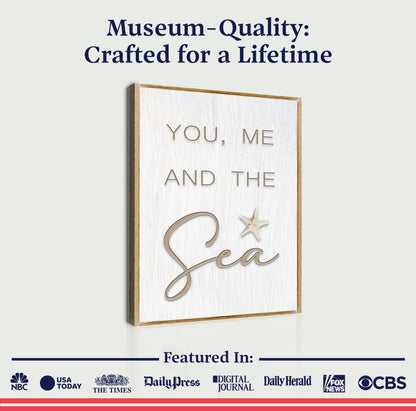 Canvas You Me and the Sea Coastal Sign V by Tailored Canvases; wood frame white panel sea motif on Tampa Home & Garden Store