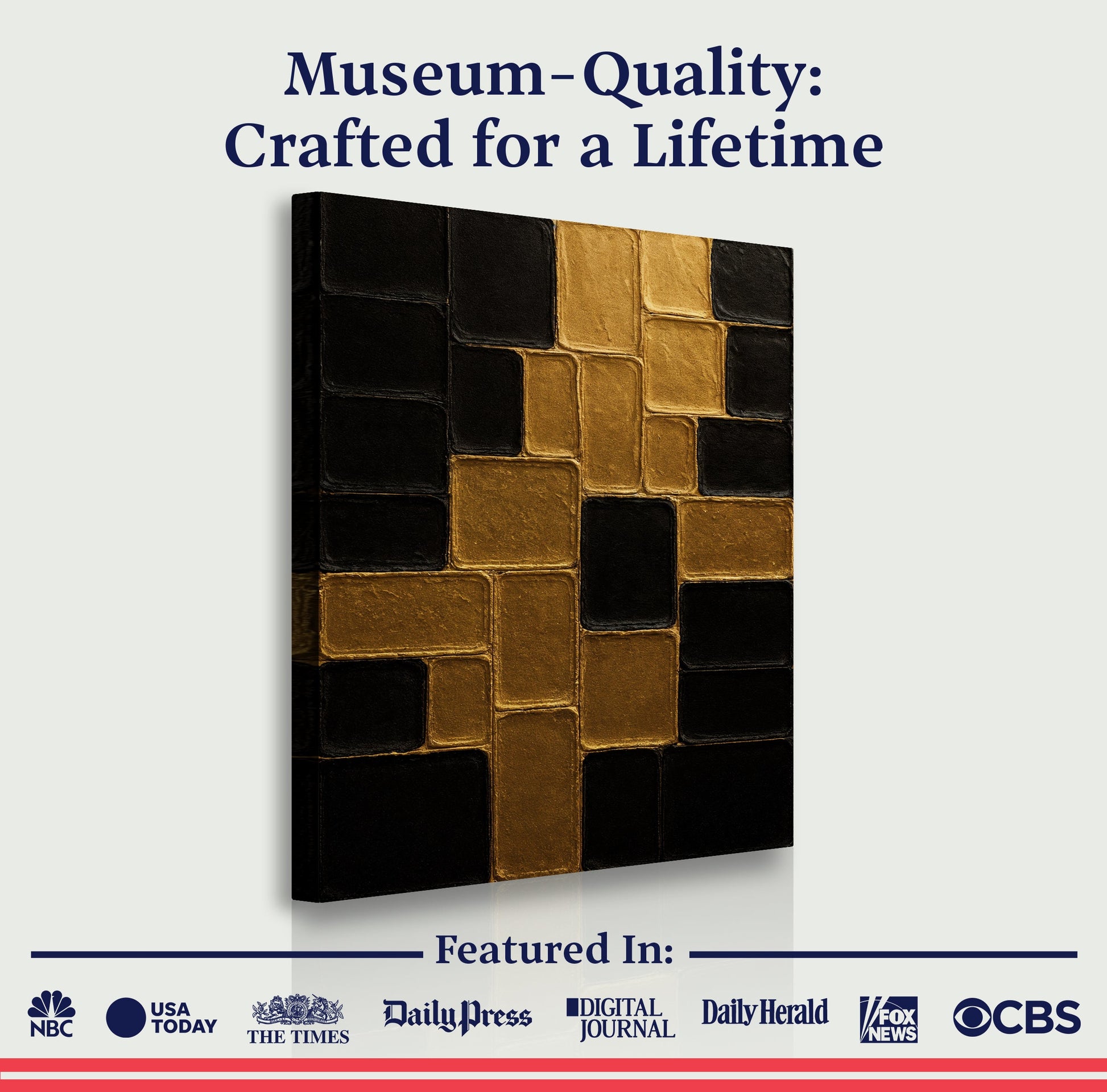 Contemporary Black and Gold Wall Art II canvas by Tailored Canvases; black/gold blocks on Tampa Home & Garden Store