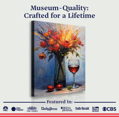 Dynamic Still Life Abstract Wall Art canvas by Tailored Canvases with orange flowers on Tampa Home & Garden Store