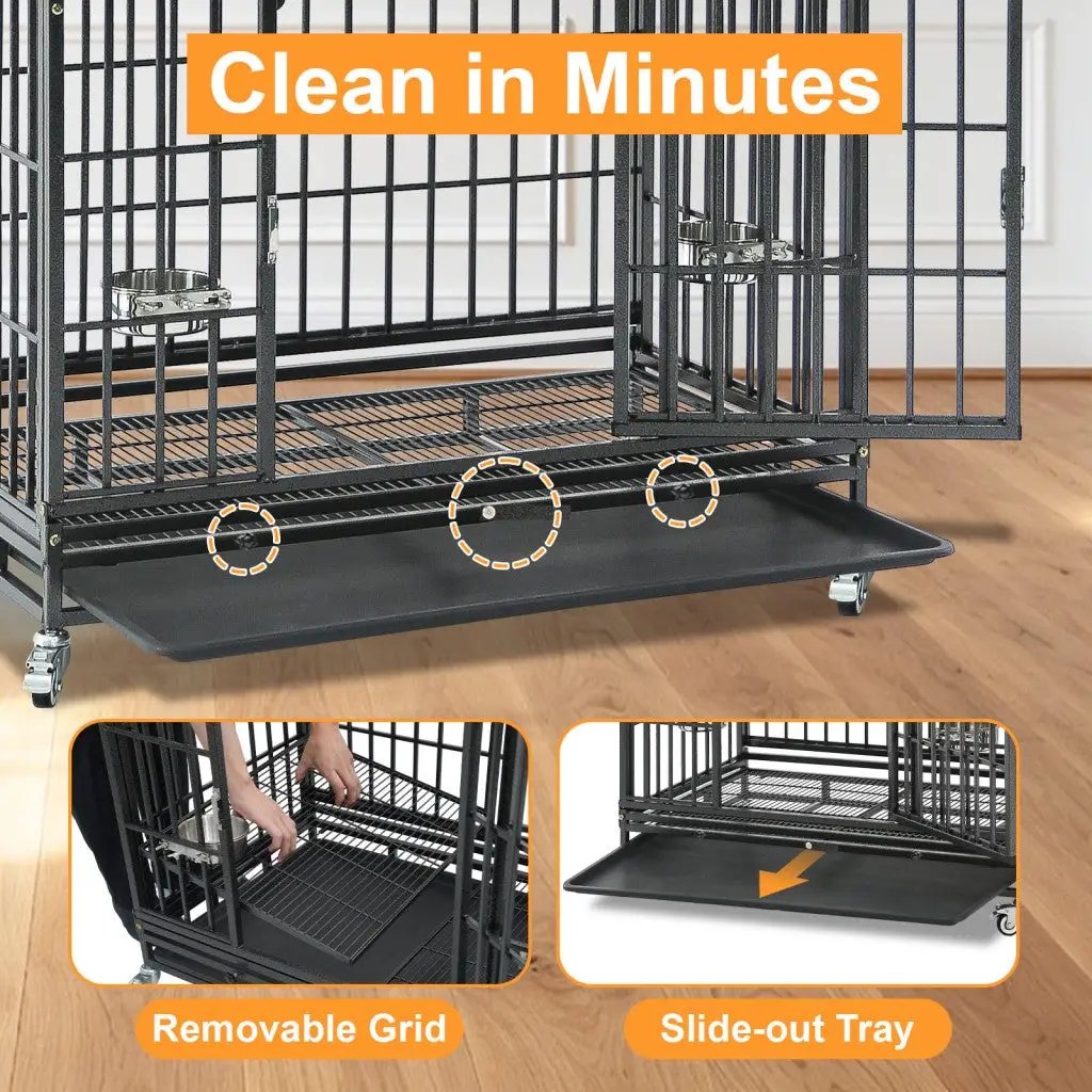 37-Inch Stackable Dog Crate Homey Pet Official, black metal with grid and slide-out tray on Tampa Home & Garden Store