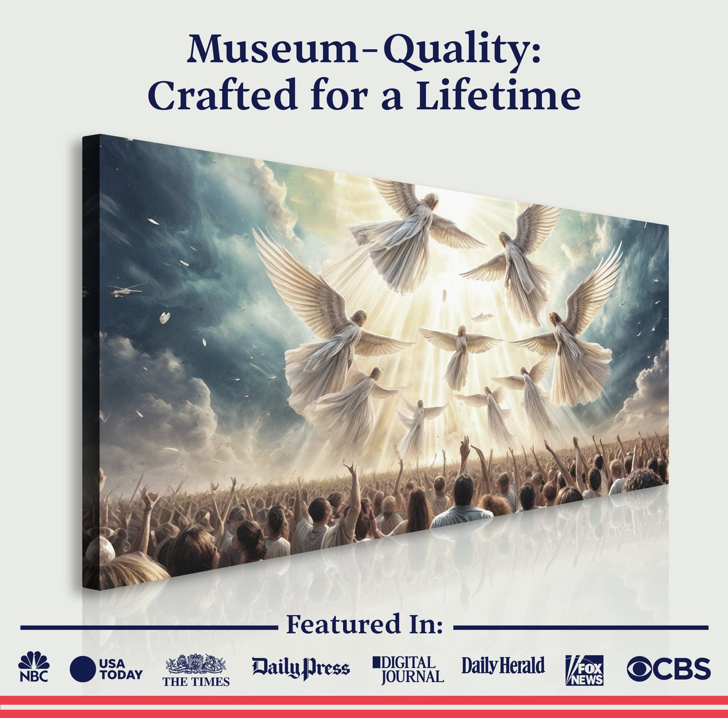 Praise - Faith Wall Art canvas by Tailored Canvases; celestial angels in light on Tampa Home & Garden Store