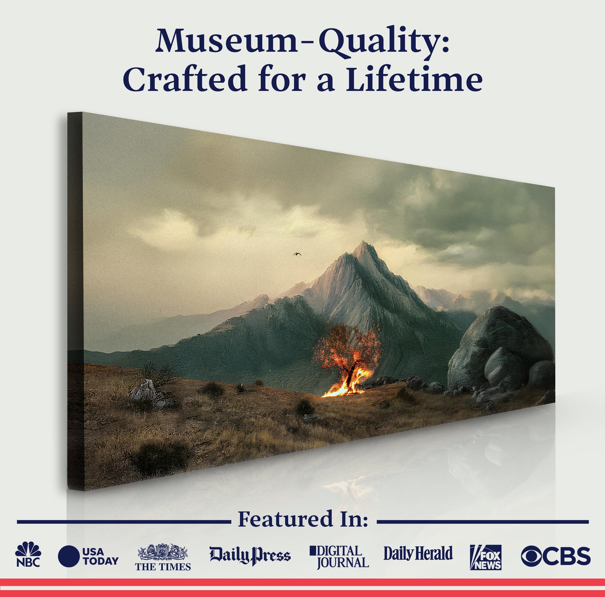 Burning Bush Faith Wall Art IV canvas by Tailored Canvases; mountain landscape with glowing fire on Tampa Home & Garden Store