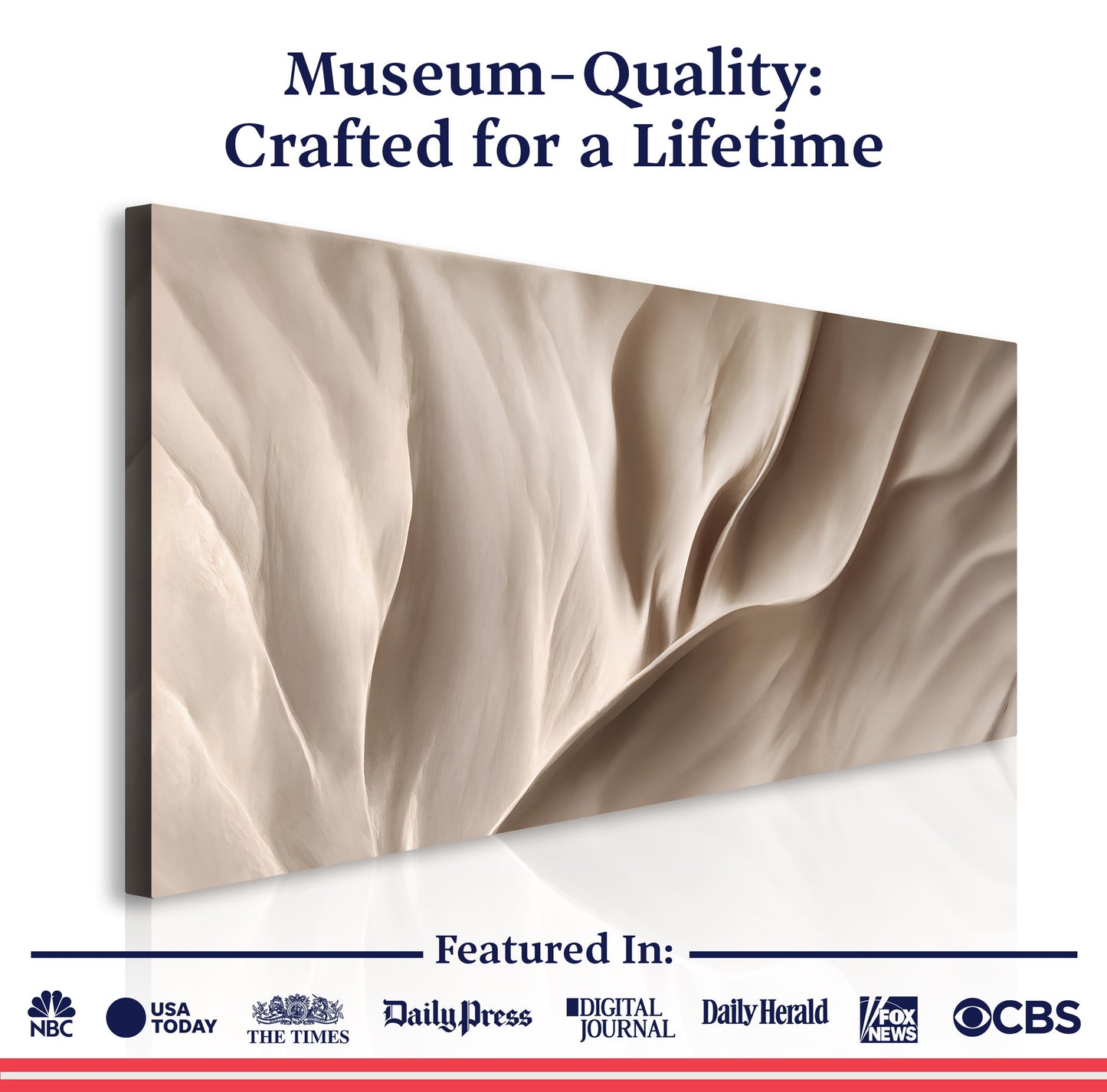 Soft Waves of Elegance Wall Art canvas beige draped fabric texture Tailored Canvases on Tampa Home & Garden Store