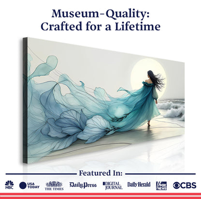 Swirling Winds by Ocean abstract canvas wall art in blue tones by Tailored Canvases on Tampa Home & Garden Store