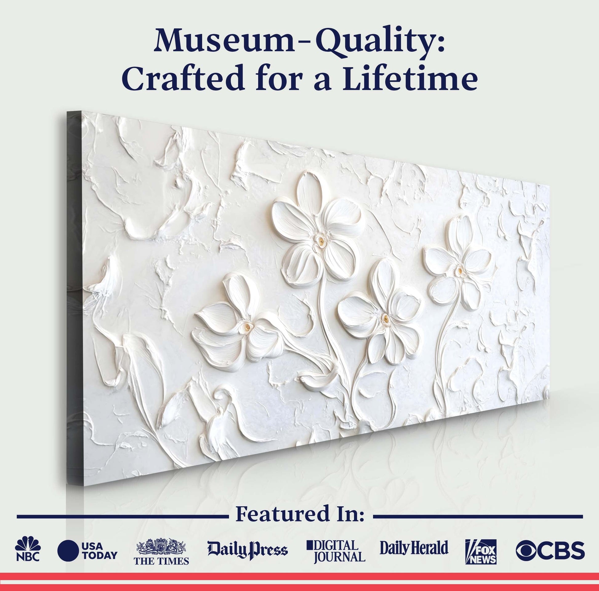 Floral Abstract Wall Art III canvas with white floral relief by Tailored Canvases on Tampa Home & Garden Store