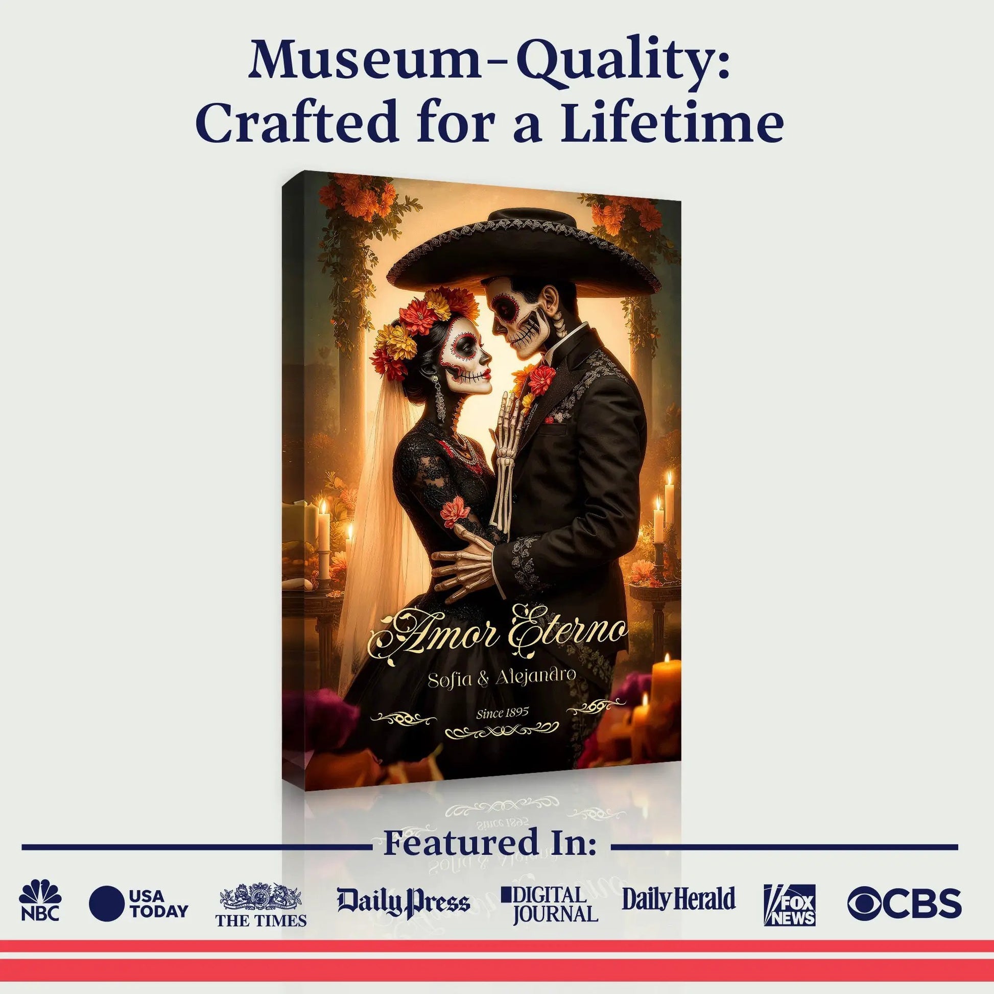 Personalized Eternal Love Halloween Sign by Tailored Canvases with Dia de los Muertos couple on Tampa Home & Garden Store