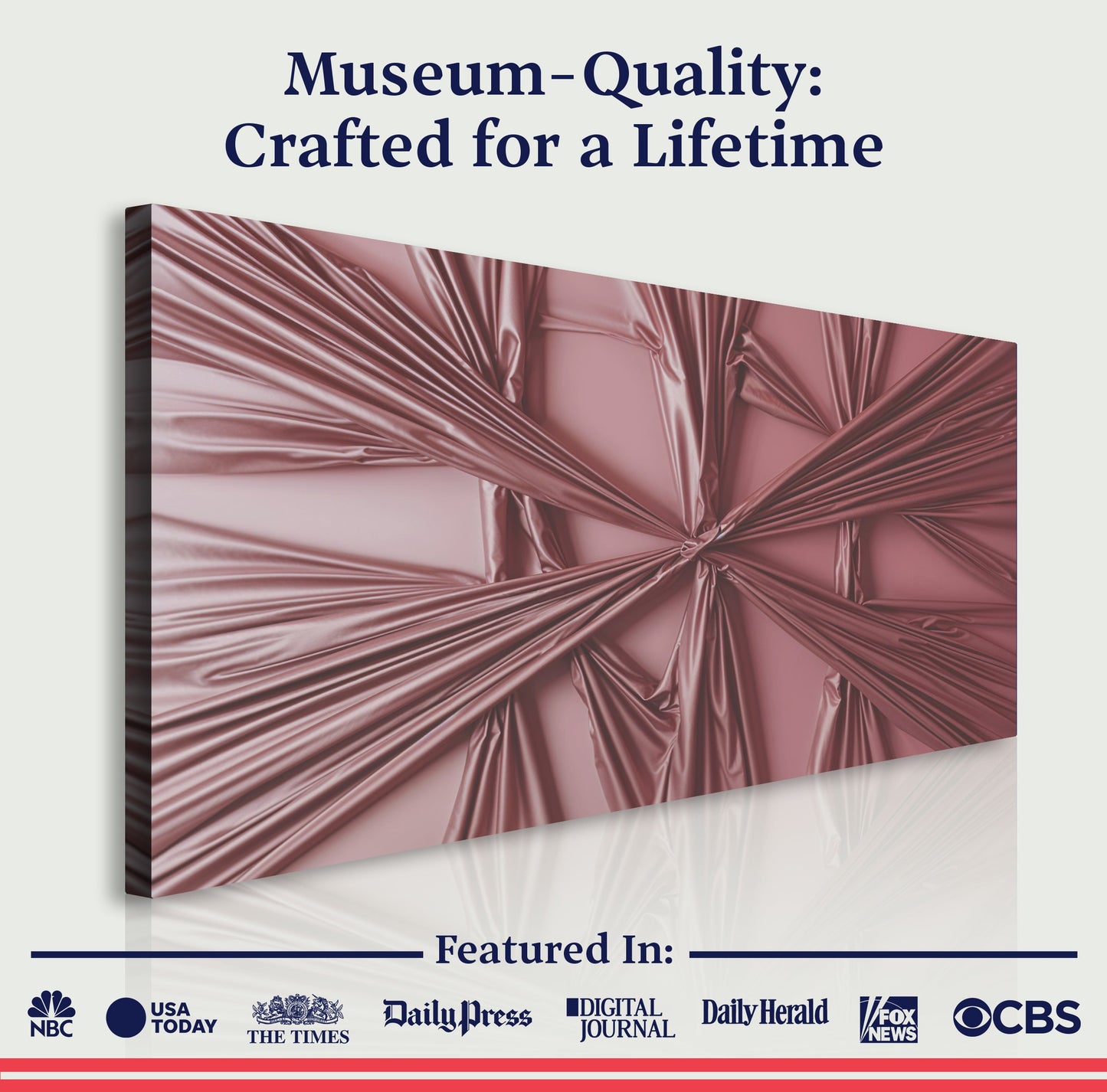 Canvas Modern Abstract Minimalist Wall Art VII by Tailored Canvases with pink satin texture on Tampa Home & Garden Store